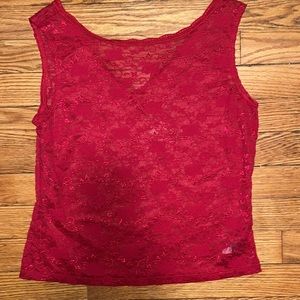 Hanky Panky iridescent embroidered shirt. Medium. Excellent condition. Dark red